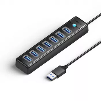 ORICO PW7U-U3 7-Port USB 3.0 Hub with USB-C Power, 1m Cable, Black