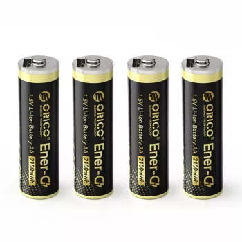 ORICO Ener-G EG5C 1.5V 2100 mWh Rechargeable AA LiPo Battery with USB-C Charging Cable, 4-Pack