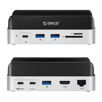 ORICO MiniDock 10-in-1 USB-C Docking Station with M.2 NVMe/SATA SSD Enclosure - Silver