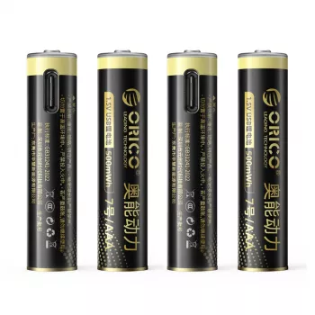 ORICO Ener-G EG7C 1.5V 500mWh Rechargeable AAA Lithium Battery with USB-C Charging Cable, 4-Pack