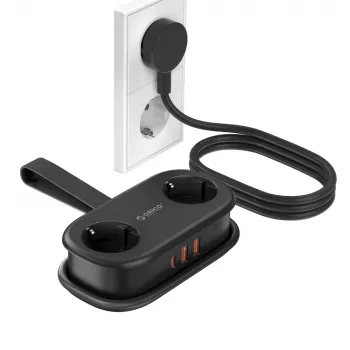 ORICO AP3 20W GaN Power Strip 5-in-1 2x AC + 2x USB-A + 1x USB-C - Black