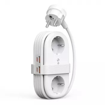 ORICO AP3 65W GaN 6-in-1 Power Strip with 2 AC Outlets, 2 USB-A and 2 USB-C Ports - White