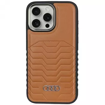 Audi Faux Leather MagSafe Hard Case for iPhone 15 Pro 6.1 inch - Brown