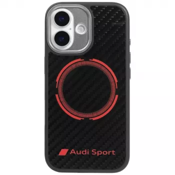 Audi RSQ Carbon Fibre Sport Red Circle MagSafe Case for iPhone 17 Black