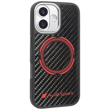Audi RSQ Carbon Fibre Sport Red Circle MagSafe Case for iPhone 17 Black