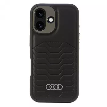 Audi Faux Leather MagSafe Hard Case for Apple iPhone 16 Plus 6.7 inch - Black