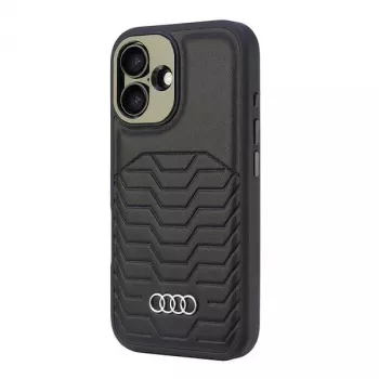 Audi Faux Leather MagSafe Hard Case for Apple iPhone 16 Plus 6.7 inch - Black