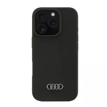 Audi Silicone Case for Apple iPhone 16 Pro 6.3 inch Black Hard Back AU-LSRIP16P-Q3/D1-BK