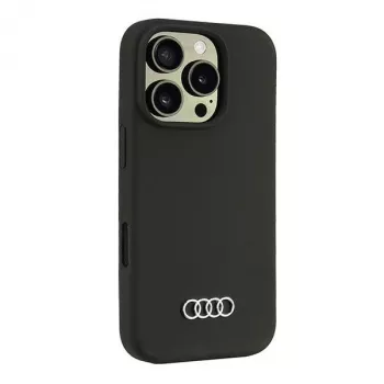 Audi Silicone Case for Apple iPhone 16 Pro 6.3 inch Black Hard Back AU-LSRIP16P-Q3/D1-BK