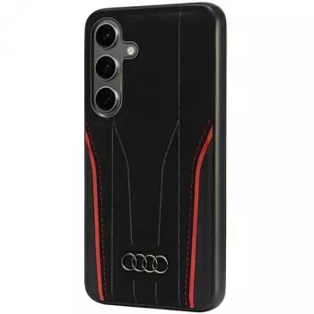Audi Genuine Leather MagSafe Hard Case for Samsung Galaxy S24 (S921) - Black/Red
