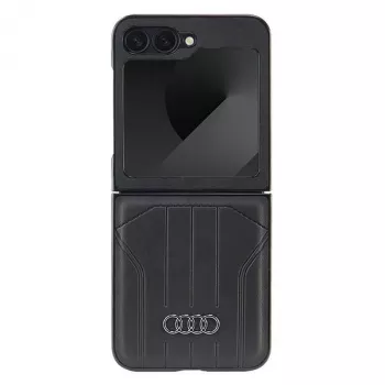 Audi Faux Leather MagSafe Hard Case for Samsung Galaxy Z Flip 6, Black, AU-TPUPCFlip6-Q5/D1-BK