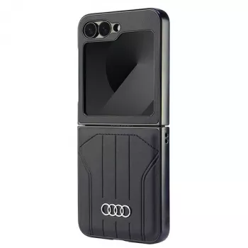 Audi Faux Leather MagSafe Hard Case for Samsung Galaxy Z Flip 6, Black, AU-TPUPCFlip6-Q5/D1-BK