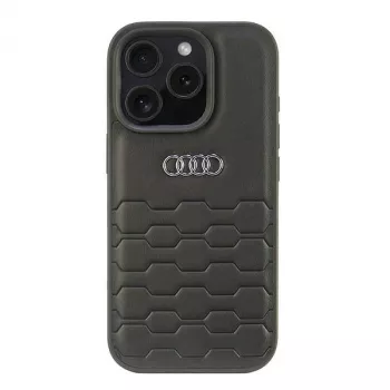 Audi Faux Leather Hard Shell Case for Apple iPhone 16 Pro 6.3 inch - Black
