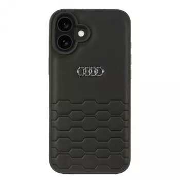 Audi Faux Leather Hard Case for iPhone 16 Plus 6.7 inch - Black