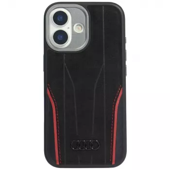 Audi R8 Genuine Leather MagSafe Case for iPhone 17 Black-Red