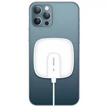 USAMS US-CD159 Magnetic Wireless Charger 15W Extra-Slim for iPhone 12 Series White