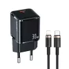 USAMS T45 30W PD3.0 USB-C Fast Charger with U63 USB-C to Lightning Cable, Black, UXTZH01
