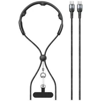 USAMS SJ759 U89 100W Fast Charging USB-C Cable with Massager, 1.2m, Black