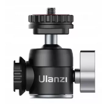 ULANZI U-60 Mini Ball Head with Two Cold Shoe Mounts, 1/4 inch Thread, Aluminium Alloy, 1.5kg Load Capacity, Black