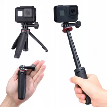 ULANZI MT-09 Mini Tripod, Monopod and Hand Grip for GoPro, SJCAM, Xiaomi, DJI Osmo Action, Black