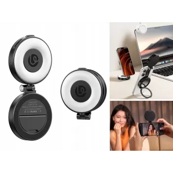 ULANZI LM23 LED Video Light with Mirror and MagSafe Mount, 6W Bi-Colour 2500K-9000K, 2000mAh Battery, USB-C, Black