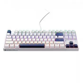Machenike K500B-B87 Wired Mechanical Gaming Keyboard, 87 Keys TKL, Red Switch, RGB Backlight, White