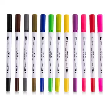 LOKLiK Dual Tip Brush Pens - 12 Colours