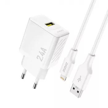 DUDAO A23LEU Adapter 12W 1xUSB-A (1m USB-A to Lightning Cable Included) White