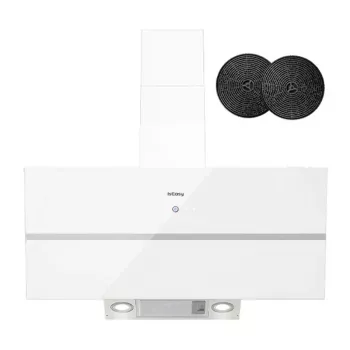 ISEASY TV1390D4-CC-I2 Wall-Mounted Chimney Range Hood 90cm 750m³/h Stainless Steel Black Glass