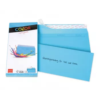 ELCO Color Envelope C5/6 (114 x 229 mm), Without Window, Self-Seal, 100 g/m², Blue, 25 Pieces (74617.32)