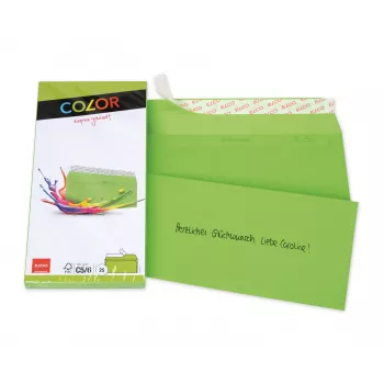 ELCO Color Envelope C5/6 (114 x 229 mm), without Window, Self-Seal, 100 g/m², Intense Green, 25 Pieces (74617.62)