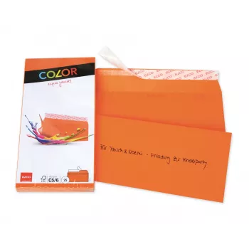 ELCO Color Envelope C5/6 (114 x 229 mm), Without Window, Self-Seal, 100 g/m², Orange, 25 Pieces (74617.82)