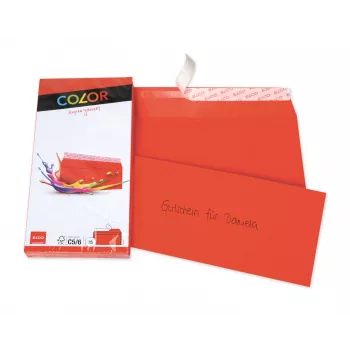 ELCO Color Envelope C5/6 (114 x 229 mm), Without Window, Self-Seal, 100 g/m², Red, 25 Pieces (74617.92)