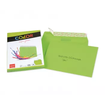 ELCO Color Envelope C5 (162 x 229 mm), Without Window, Self-Seal, 100 g/m², Green, 25 Pieces (74618.62)