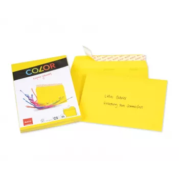 ELCO Color Envelope C5 (162 x 229 mm), Without Window, Self-Seal, 100 g/m², Yellow, 25 Pieces (74618.72)