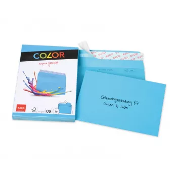 ELCO Color Envelope C6 (114 x 162 mm), Without Window, Self-Seal, 100 g/m², Blue, 25 Pieces (74634.32)