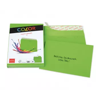 ELCO Color Envelope C6 (114 x 162 mm), Without Window, Self-Seal, 100 g/m², Green, 25 Pieces (74634.62)