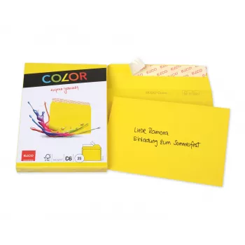 ELCO Color Envelope C6 (114 x 162 mm), Without Window, Self-Seal, 100 g/m², Yellow, 25 Pieces (74634.72)