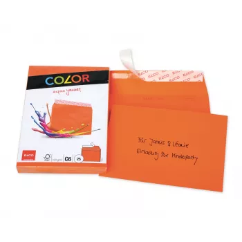 ELCO Color Envelope C6 (114 x 162 mm), Without Window, Self-Seal, 100 g/m², Orange, 25 Pieces (74634.82)