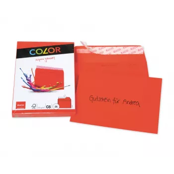 ELCO Color Envelope C6 (114 x 162 mm), Without Window, Self-Seal, 100 g/m², Red, 25 Pieces (74634.92)