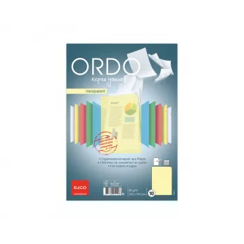 ELCO Ordo Transparent Organiser Folder A4, 220 x 310 mm, 80 g/m², Yellow, 10 Pieces (73696.74)