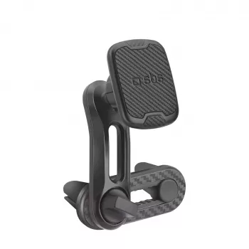 SBS Magnetic Double Clip Car Phone Holder - Universal Smartphone Mount with Strong Neodymium Magnets, 360° Rotation, Black