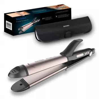 Cecotec Bamba RitualCare 1000 Ceramic 2in1 Hair Straightener and Curler, Black/Rose Gold