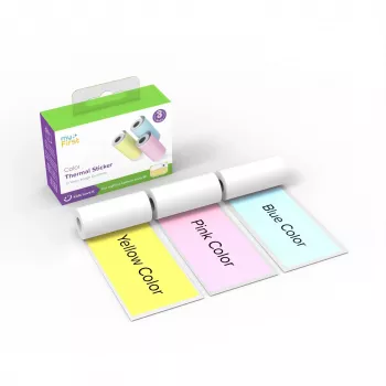 myFirst Camera Insta Wi Thermal Sticker Paper Refills - 3 Rolls (Pink, Blue, Yellow) - 9 m Total Length