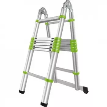 FIELDMANN Telescopic Ladder FZZ 4006 - 3.8m, 13 Rungs, 150kg Load Capacity, Aluminium Alloy