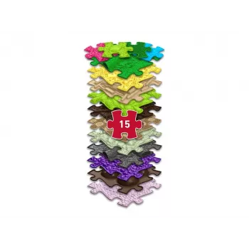 MUFFIK Orthopedic Sensory Mat Set 15-in-1 Interlocking Puzzle Tiles for Valgus Foot Correction, 15 Pieces, Multi-Coloured