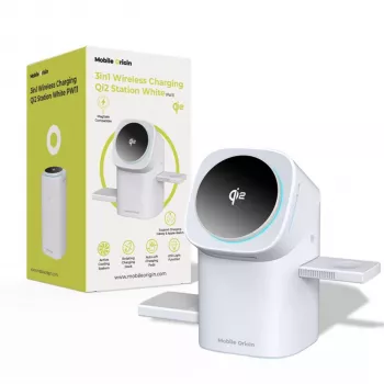 Mobile Origin 3-in-1 Wireless Qi2 Charging Station PW11 White