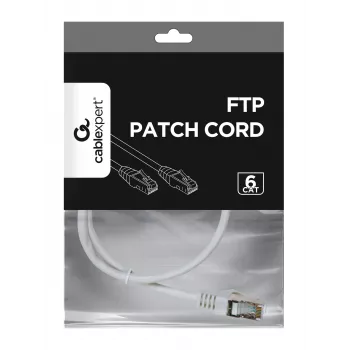 Gembird Cablexpert FTP Cat.6 Patch Cable, RJ45 Male – RJ45 Male, Foil-Shielded, 0.5 m, White (PP6-0.5M/W)