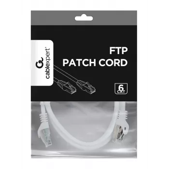 Gembird Cablexpert FTP Cat.6 Patch Cable, RJ45 Male – RJ45 Male, Foil-Shielded, 1 m, White (PP6-1M/W)