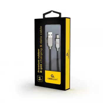 Gembird USB-A to Lightning Cable 2m Black Premium Rubber